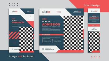 High school admission social media 3in 1 design set vector