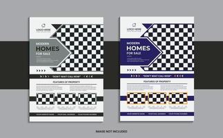 Print Modern Home for sale flyer design on a clean background with abstract shapes vector