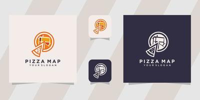 pizaa with map logo template vector