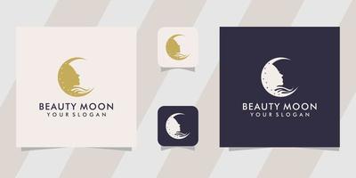 beauty face moon logo template vector