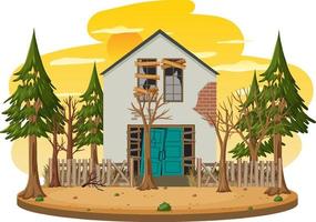 Isolated old broken house in the rural vector