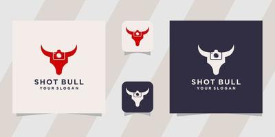 camera shot with bull logo template vector