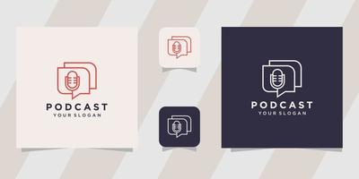 Podcast with chat logo template vector