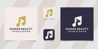 singer beauty face logo vector