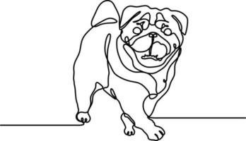 Continues line cute Pug puppy vector