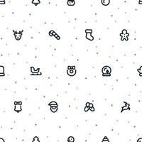 Seamless Christmas pattern of tidy small black icons formation with random dots on transparent background. vector