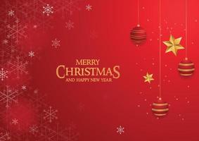 Merry Christmas and new year illustration with snow sparkle on a red background vector