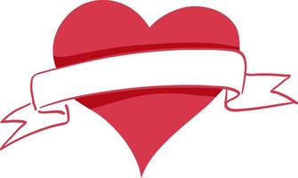 Red heart with ribbon banner vector