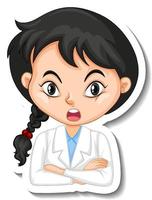 Scientist girl sticker on white background vector