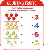 Math game template with counting fruits vector