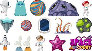 Set of isolated fantasy space objects vector