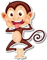 Monkey with teasing face cartoon character sticker vector