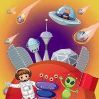 An astronaut with alien in outer space vector