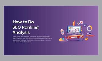 SEO ranking analysis blog post banner design free template for digital marketers and SEO experts vector