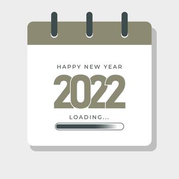 Happy new year 2022 loading with calender illustration on isolated background vector