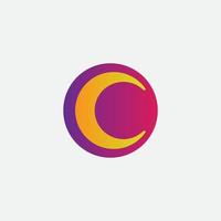Initial letter C half moon shape with beautiful gradient colors vector