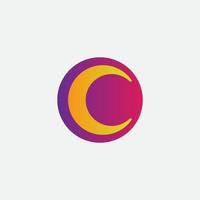 Initial letter C half moon shape with beautiful gradient colors vector