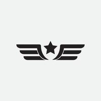 Army military emblem. Wings with star logo design. vector