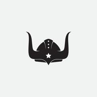 Viking armor helmet. Warrior helmet logo for game sport club. vector