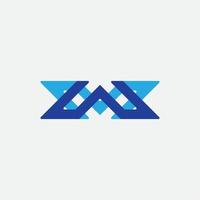 Initial letter WM rectangular shape with harmonious colors vector