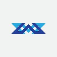 Initial letter WM rectangular shape with harmonious colors vector