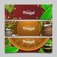 feliz colección de pancartas de saludo pongal vector