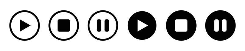 botones de reproducción y pausa - diseño de ilustración de icono de vector. reproductor de audio y video. símbolo de icono de conjunto de botón de jugador vector