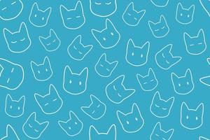 Simple Cat Line Seamless Pattern Blue Design vector