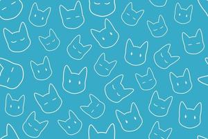 Simple Cat Line Seamless Pattern Blue Design vector