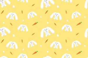 Kawaii Rabbit Seamless Pattern Yellow Design vector