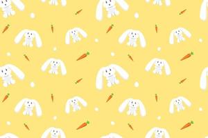 Kawaii Rabbit Seamless Pattern Yellow Design vector