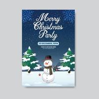 Merry Christmas and Happy New Year Party Flyer or Poster Design Template vector