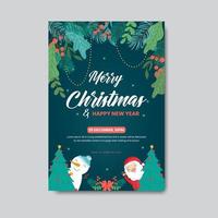 Merry Christmas and Happy New Year Party Flyer or Poster Design Template vector