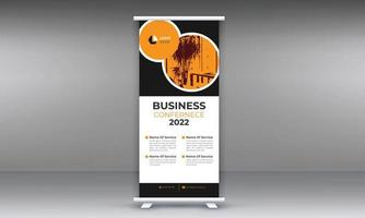 Roll up banner design template, vertical, abstract background, pull up design, modern banner vector