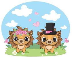 Cute couple wild animals love Valentine s Day vector