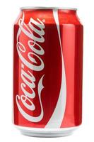 BELGRADE, SERBIA, 2014 - Can of Coca-Cola with white background. Coca-Cola is a carbonated soft drink produced by The Coca-Cola Company of Atlanta, Georgia.