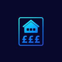 House for sale icon with a pound, vector