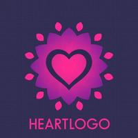 corazón con flor, elemento logo, ilustración vectorial vector