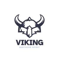 logo vikingo con un casco con cuernos vector