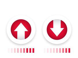 download, upload icons with progress bar vector