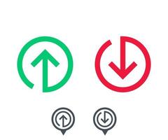 growth, decline icons with arrow in circle vector