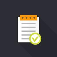 valid document icon, approved report in flat style vector