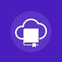 books in cloud or online library vector icon
