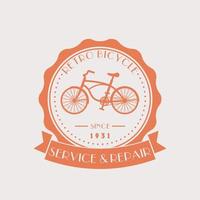 Servicio y reparación de bicicletas retro emblema vintage vector