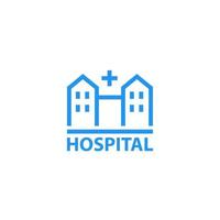 icono de hospital, lineal en blanco vector