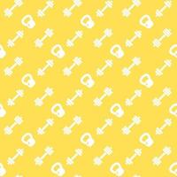 seamless pattern with fitness icons, pattern in yellow and white, vector illustration