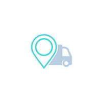 delivery icon with van and marker vector