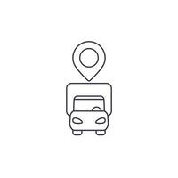 delivery vector icon with van and map pin, linear