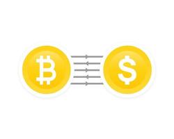 Bitcoin to dollar exchange, vector illustration