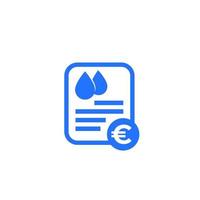 icono de factura de agua potable con euro vector